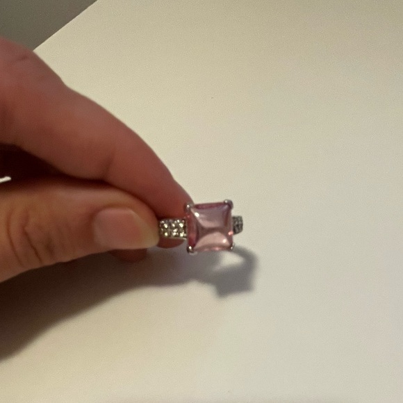 Pink Crystal and Sterling Silver Cocktail Ring - Picture 3 of 4